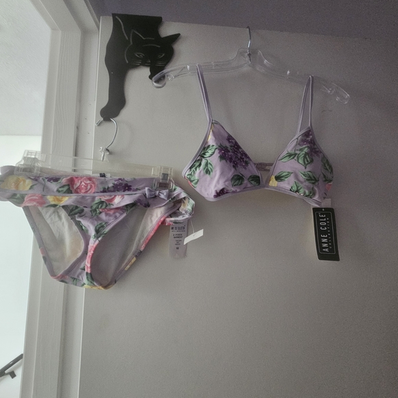 NWT SZ. 10 Anne Cole Lavender Floral Bikini - Picture 1 of 12